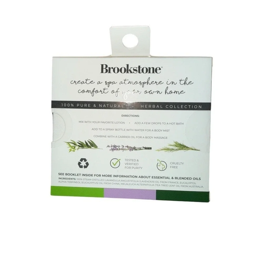Aromatherapy Brookstone Essential Oil Set 3-Pack Euc Lavender Tea Tree 10mL Each